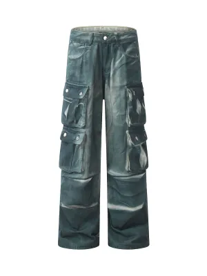 1984 Gradient Dip Dye Wash Multi-Pocket Cargo Jeans