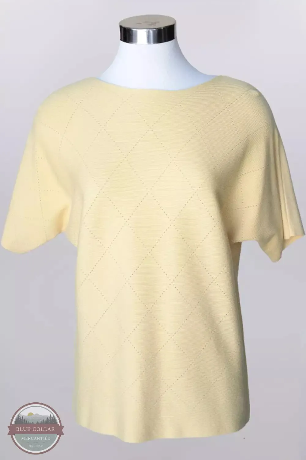 36008 Knit Argyle Pattern Short Sleeve Shirt