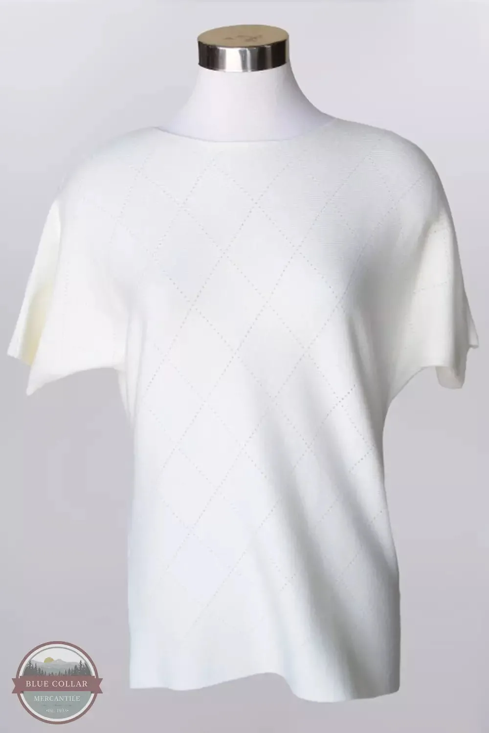 36008 Knit Argyle Pattern Short Sleeve Shirt