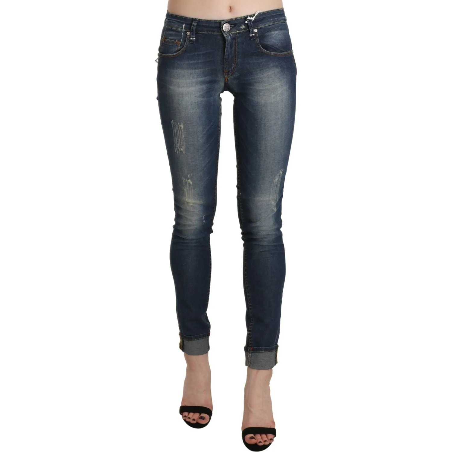 Acht Chic Blue Washed Skinny Cropped Jeans