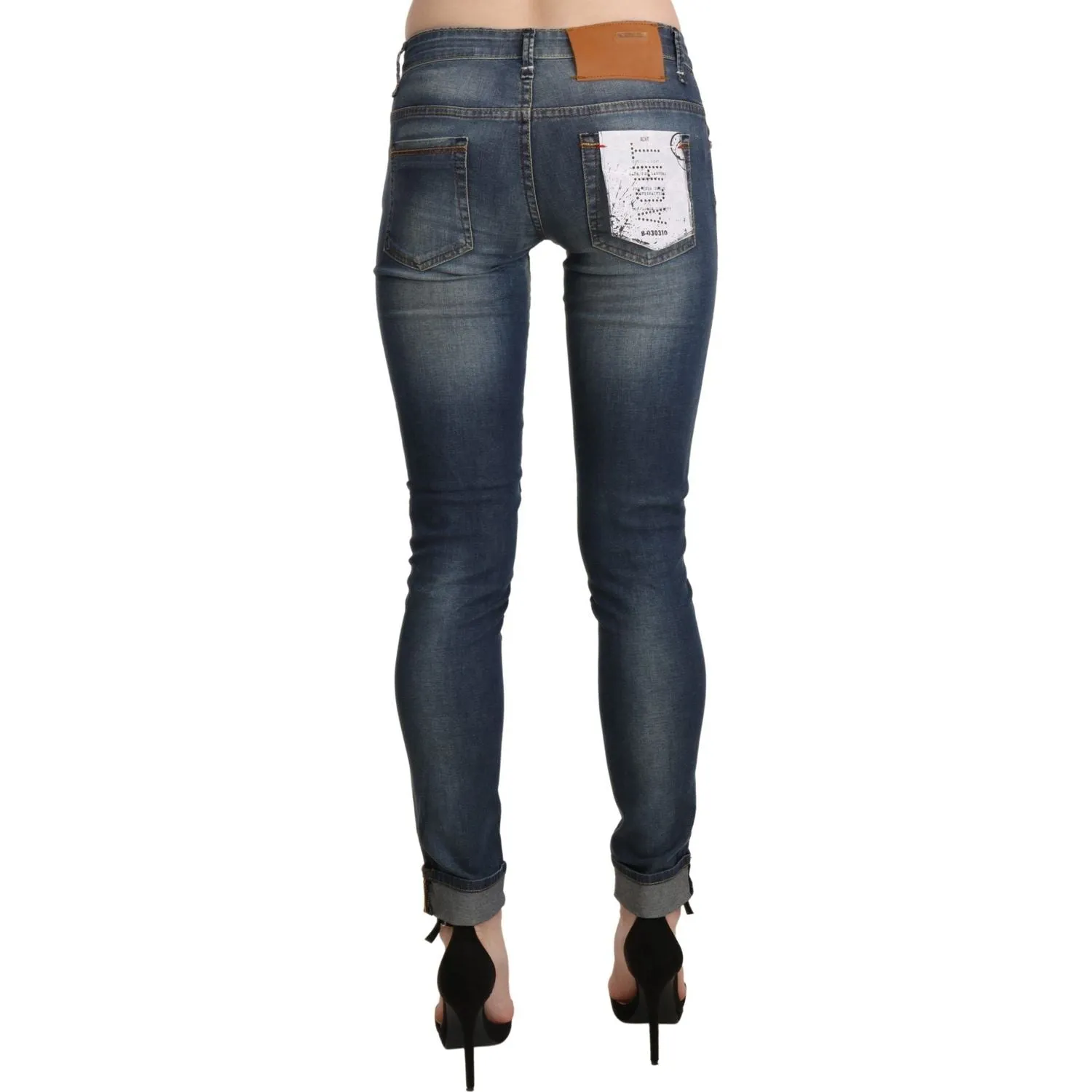 Acht Chic Blue Washed Skinny Cropped Jeans