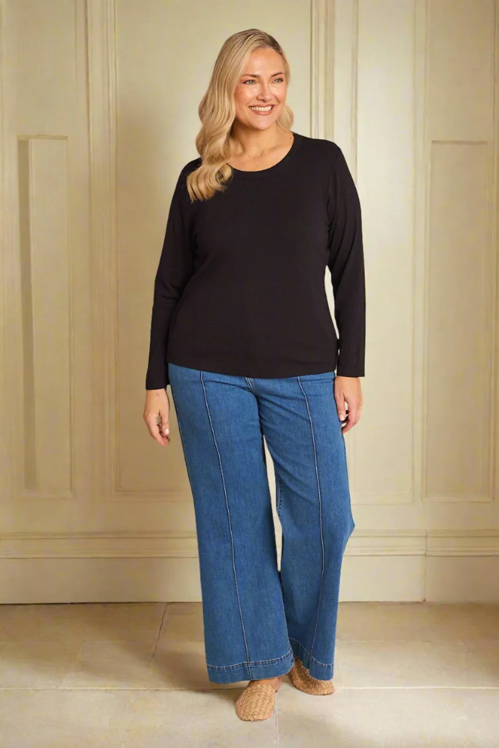 Adrift Denim Wide Leg Jeans in Mid Wash