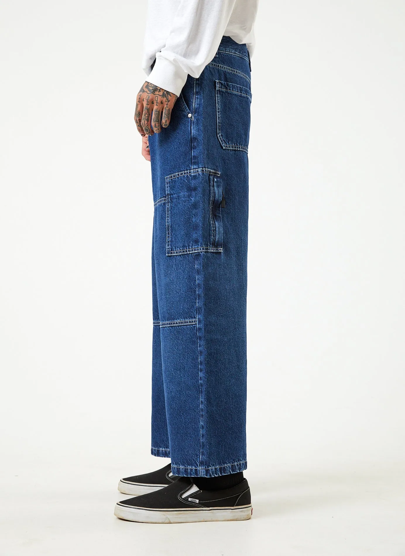 Afends Mens Richmond - Hemp Denim Baggy Workwear Jeans - Original Rinse