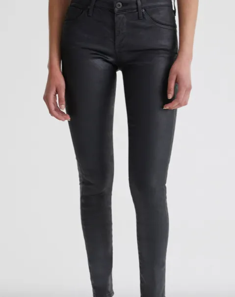 AG JEANS THE LEATHERETTE LEGGING ANKLE IN BLACK