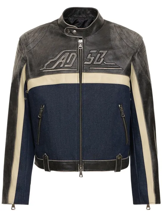 Andersson Bell   24 Racing leather &amp; denim jacket 