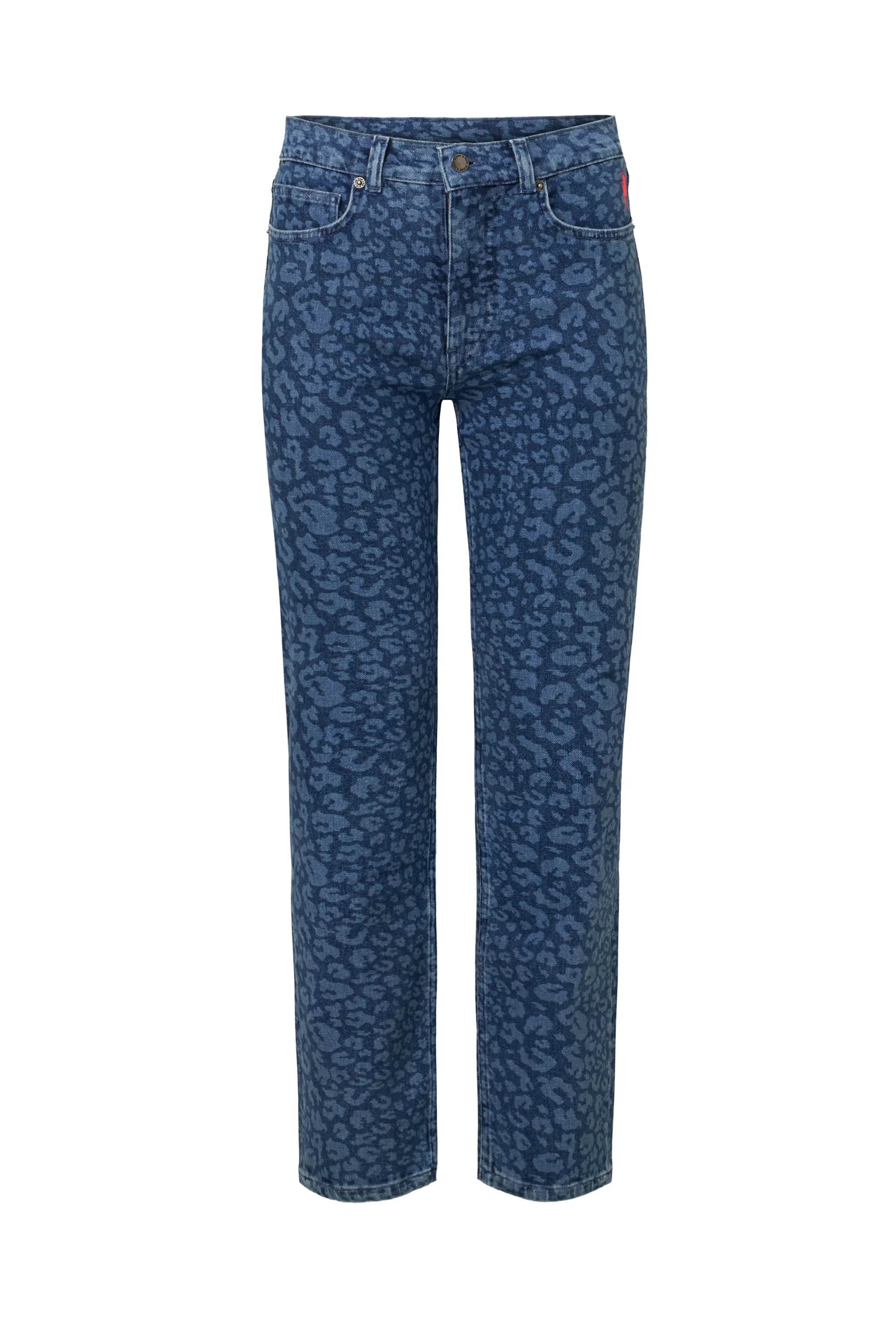 Authentic Indigo Leopard Straight Leg Jeans