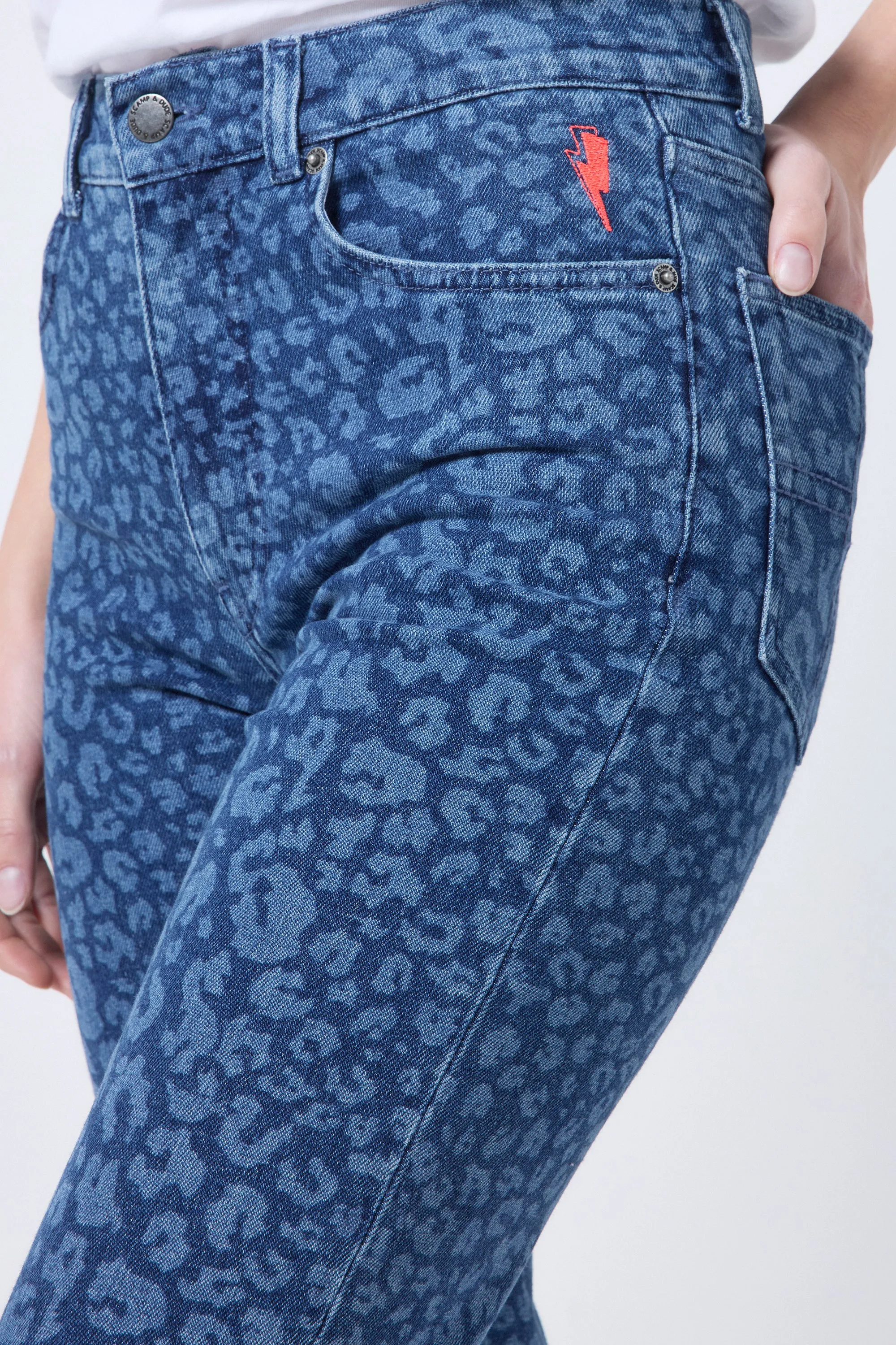 Authentic Indigo Leopard Straight Leg Jeans