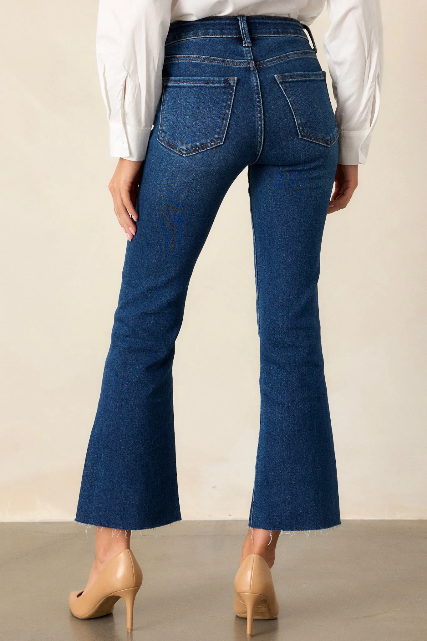 Back And Forth Dark Wash Cropped Flare Jeans (RESTOCK ETA JANUARY)