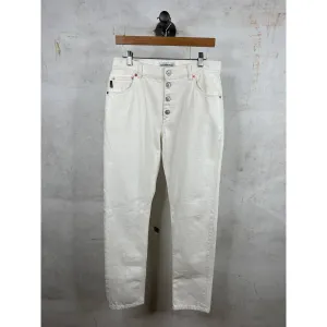 Balenciaga 2018 Exposed Button White Denim Jeans