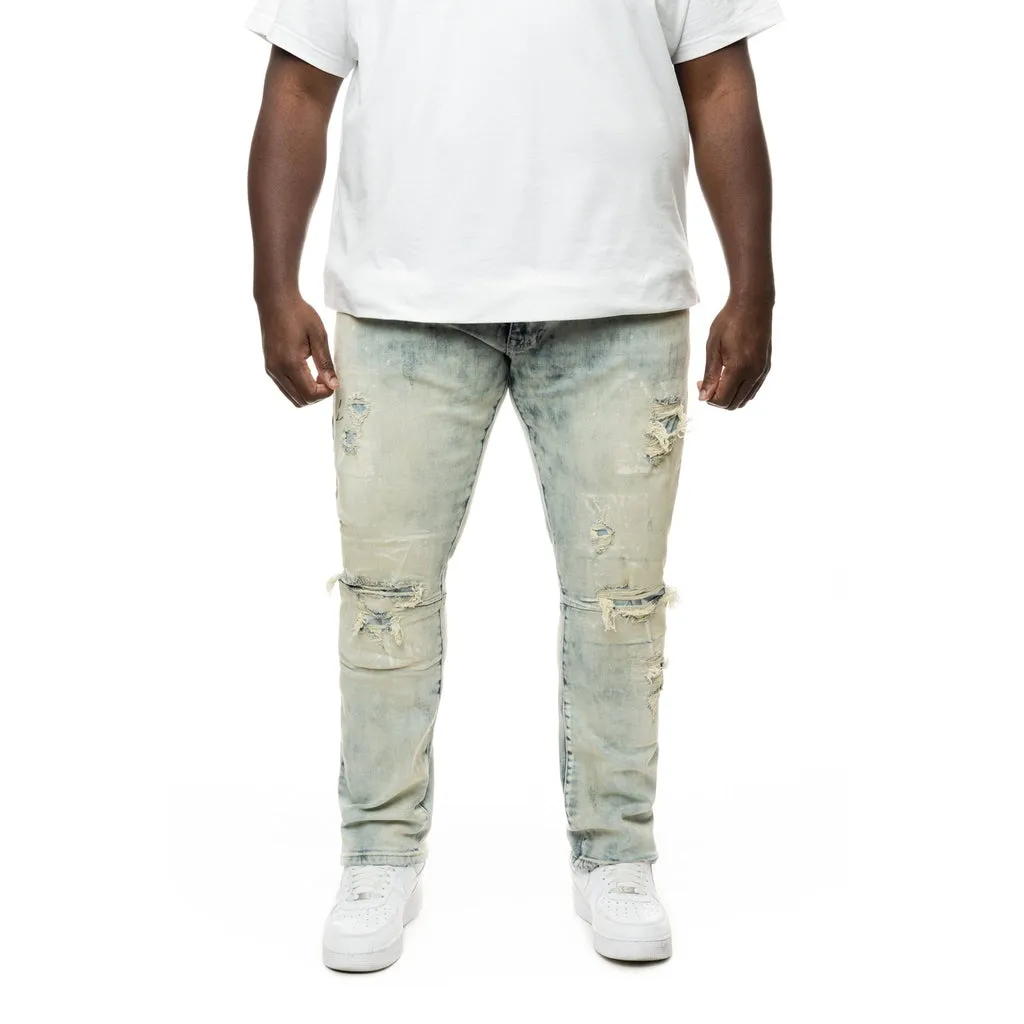 Big and Tall - Patch Washed Jeans - Mojave Blue