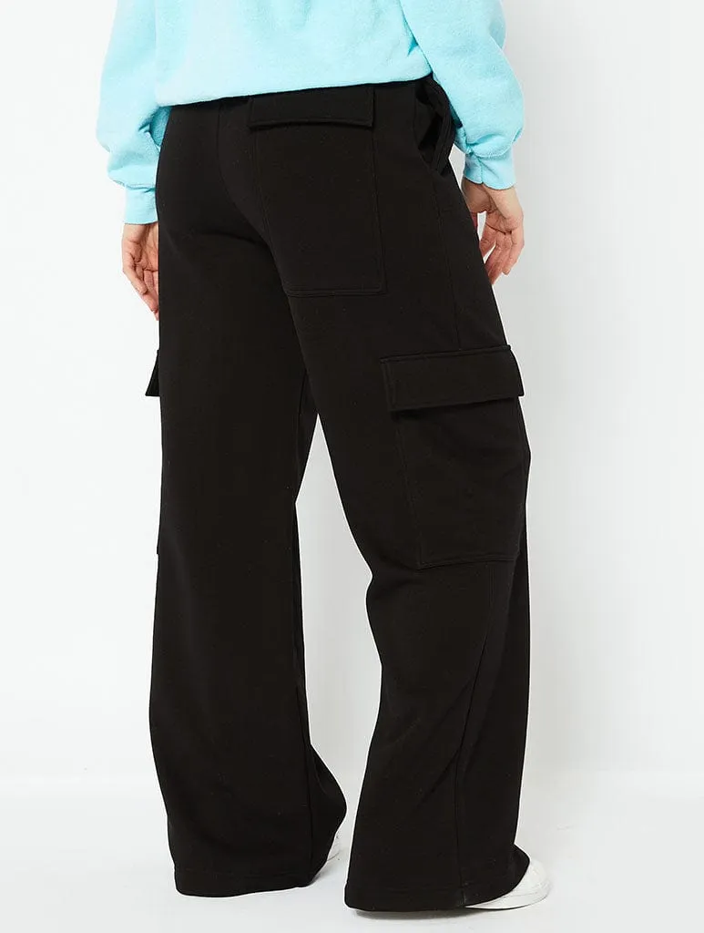 Black Sweat Cargo Pants