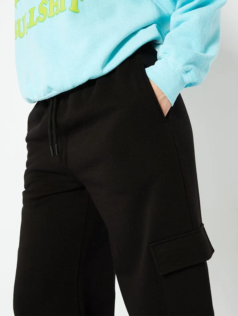 Black Sweat Cargo Pants