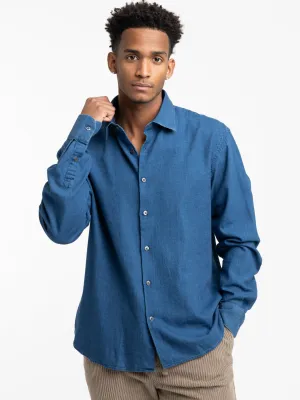 Blue Denim Shark Collar Shirt