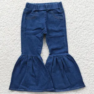 Boutique Baby Girls Jeans Pants Blue Denim Bell Bottom Pants P0071