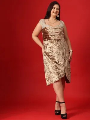 Brown Velvet Bodycon Dress