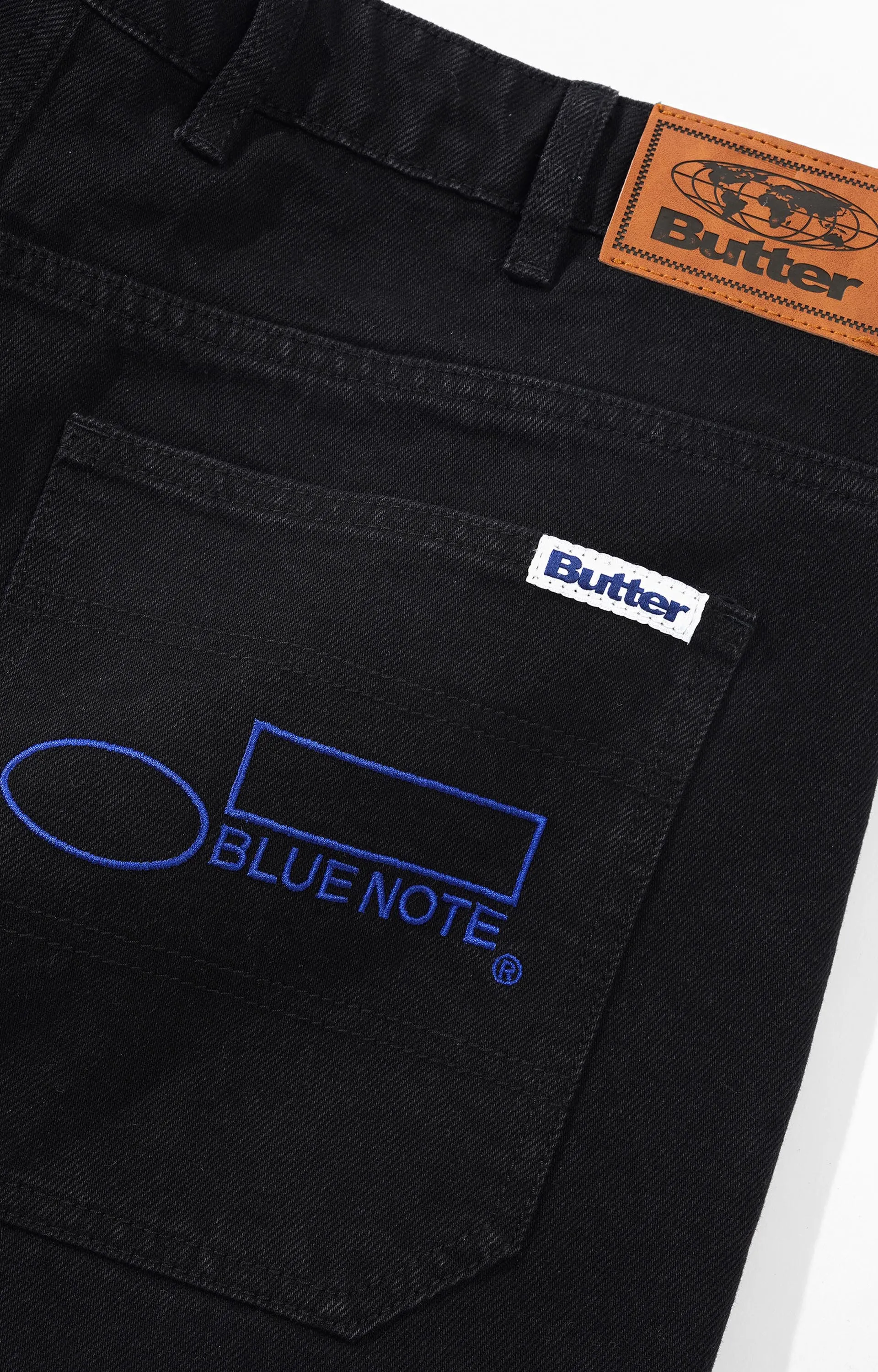 Butter Goods Blue Note Pleated Denim Pants, Washed Black