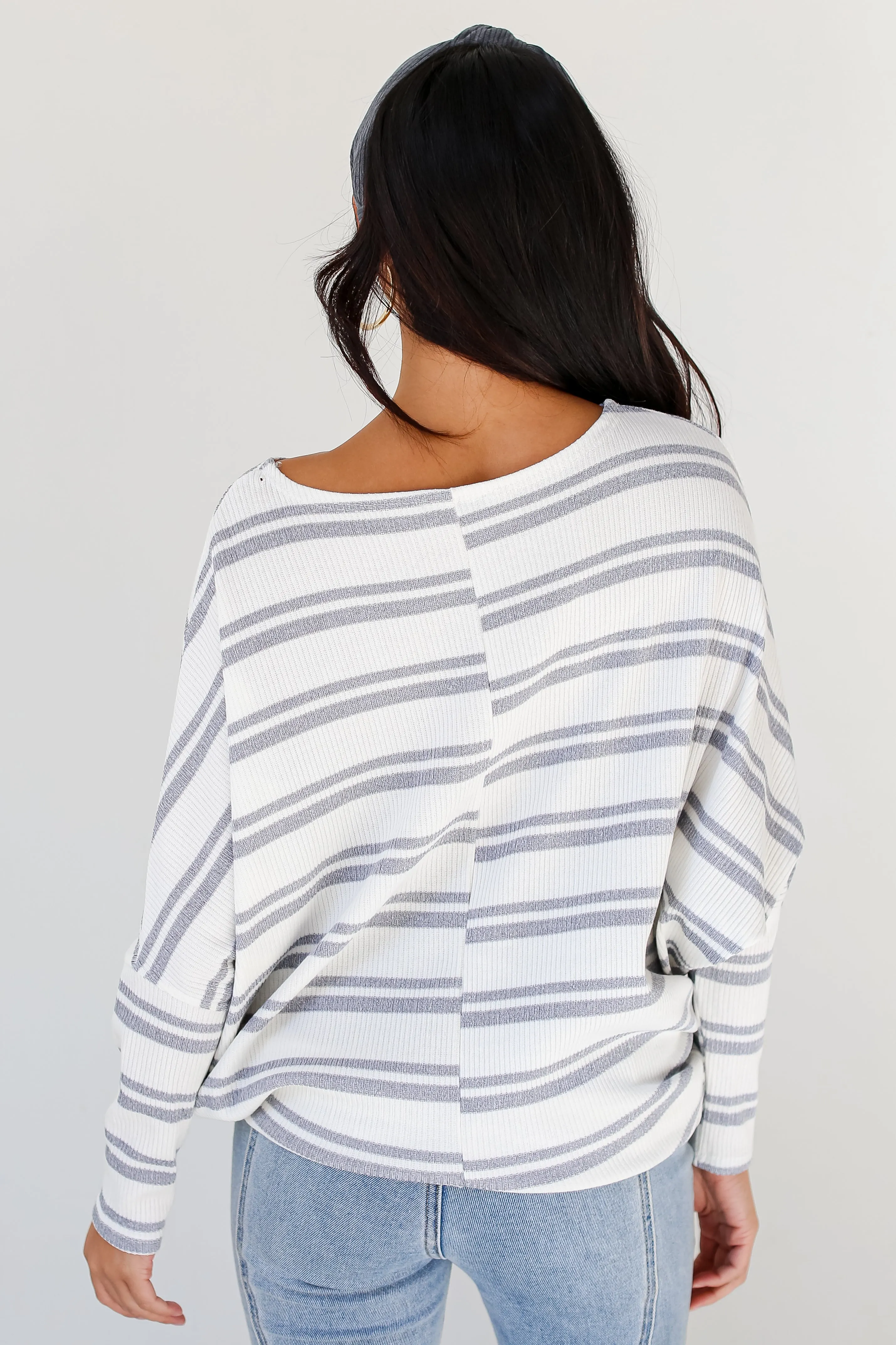 Cabin Cozies Ivory Striped Knit Top