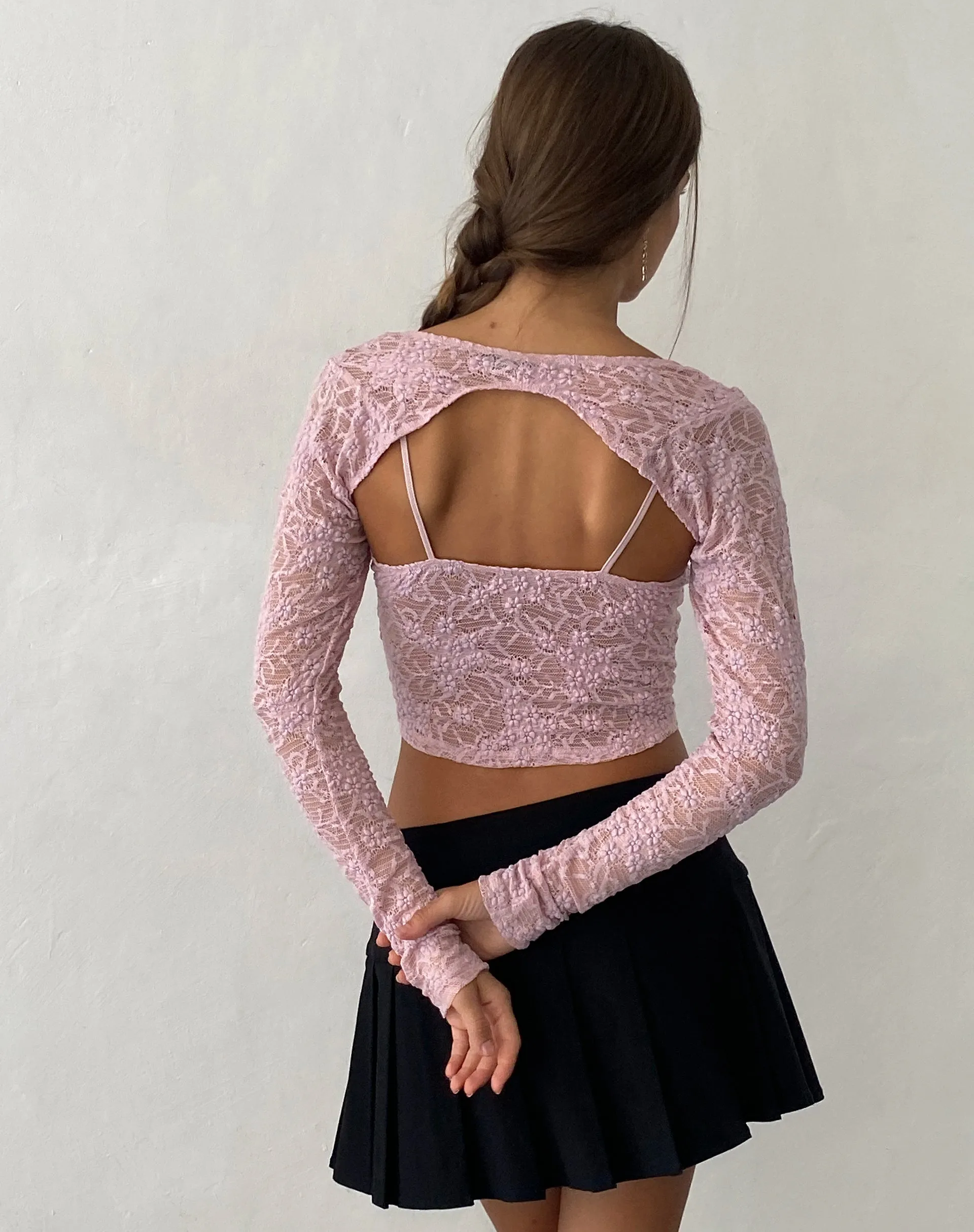 Carlina Cami and Shrug Set in Lace Pink