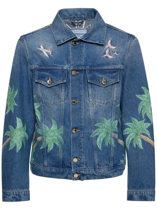 Casablanca   Printed &amp; embroidered denim jacket 