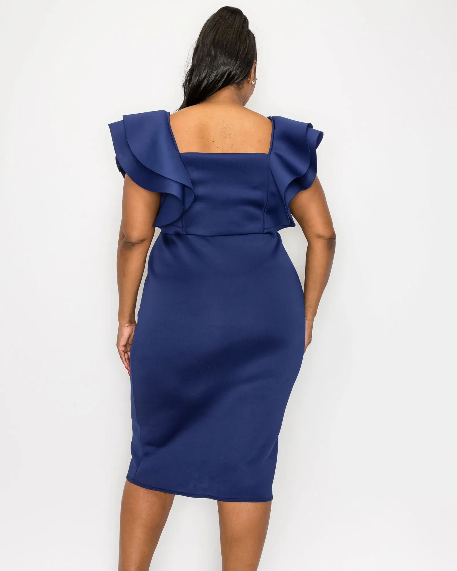 Charlie Flutter Sleeve Dress | Navy