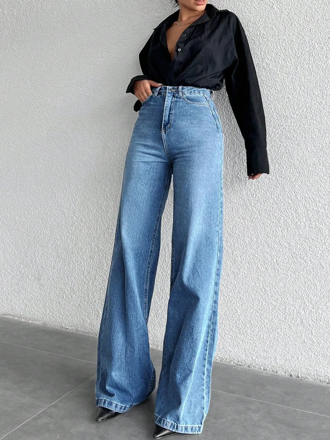 Classic Blue Wide Leg Jeans