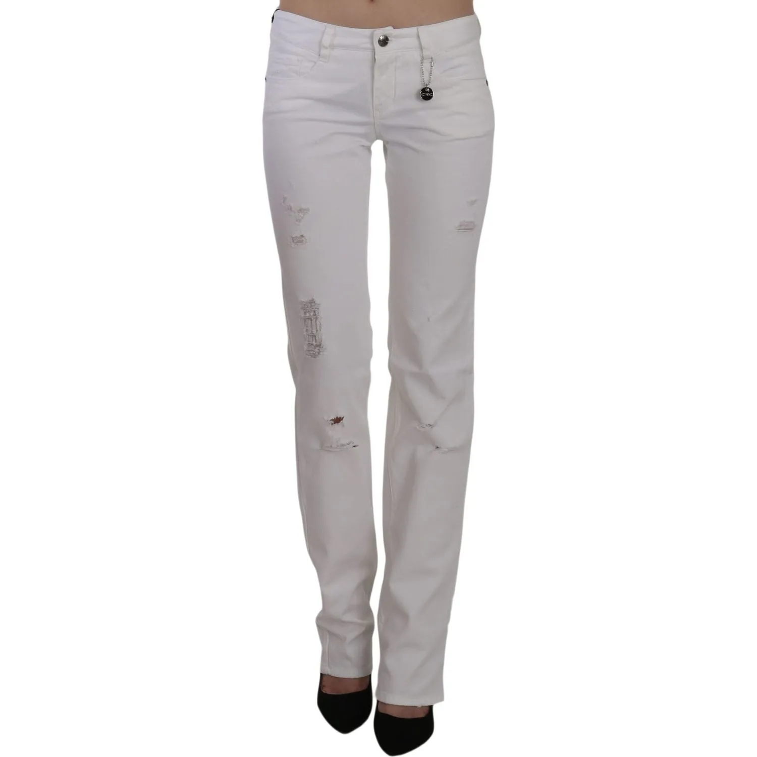 Costume National Chic White Slim Fit Cotton Jeans