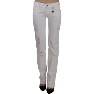 Costume National Chic White Slim Fit Cotton Jeans