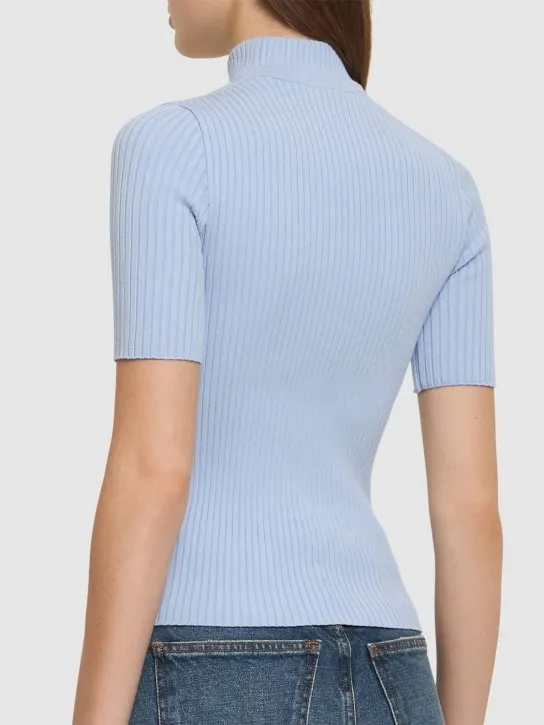 Courreges   Knit viscose blend logo top 