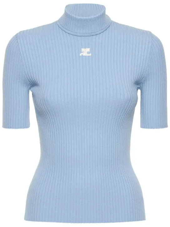 Courreges   Knit viscose blend logo top 