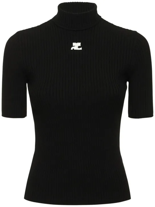 Courreges   Knit viscose blend logo top 