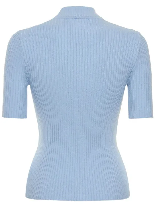 Courreges   Knit viscose blend logo top 