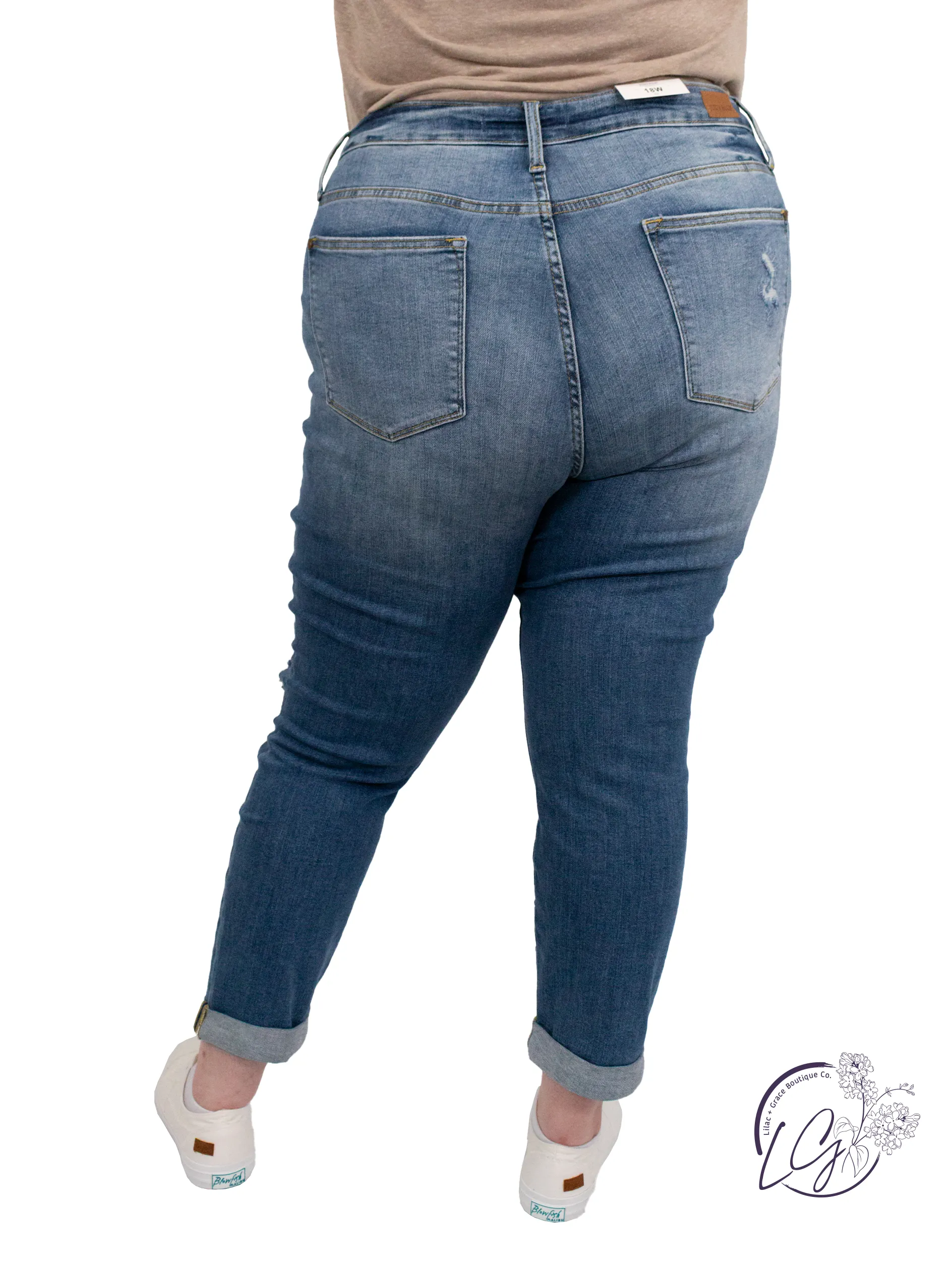 Curvy Alexa High-Rise Distressed Boyfriend by Judy Blue