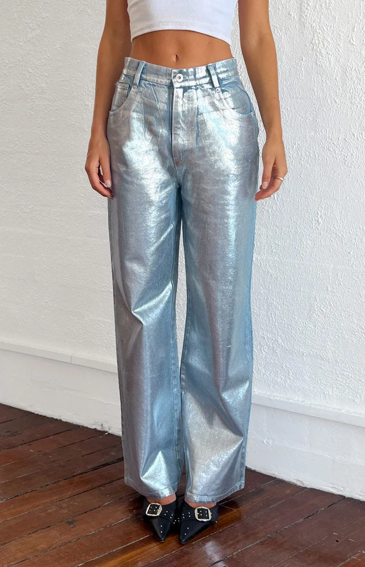 Danca Metallic Wide Leg Denim Jeans