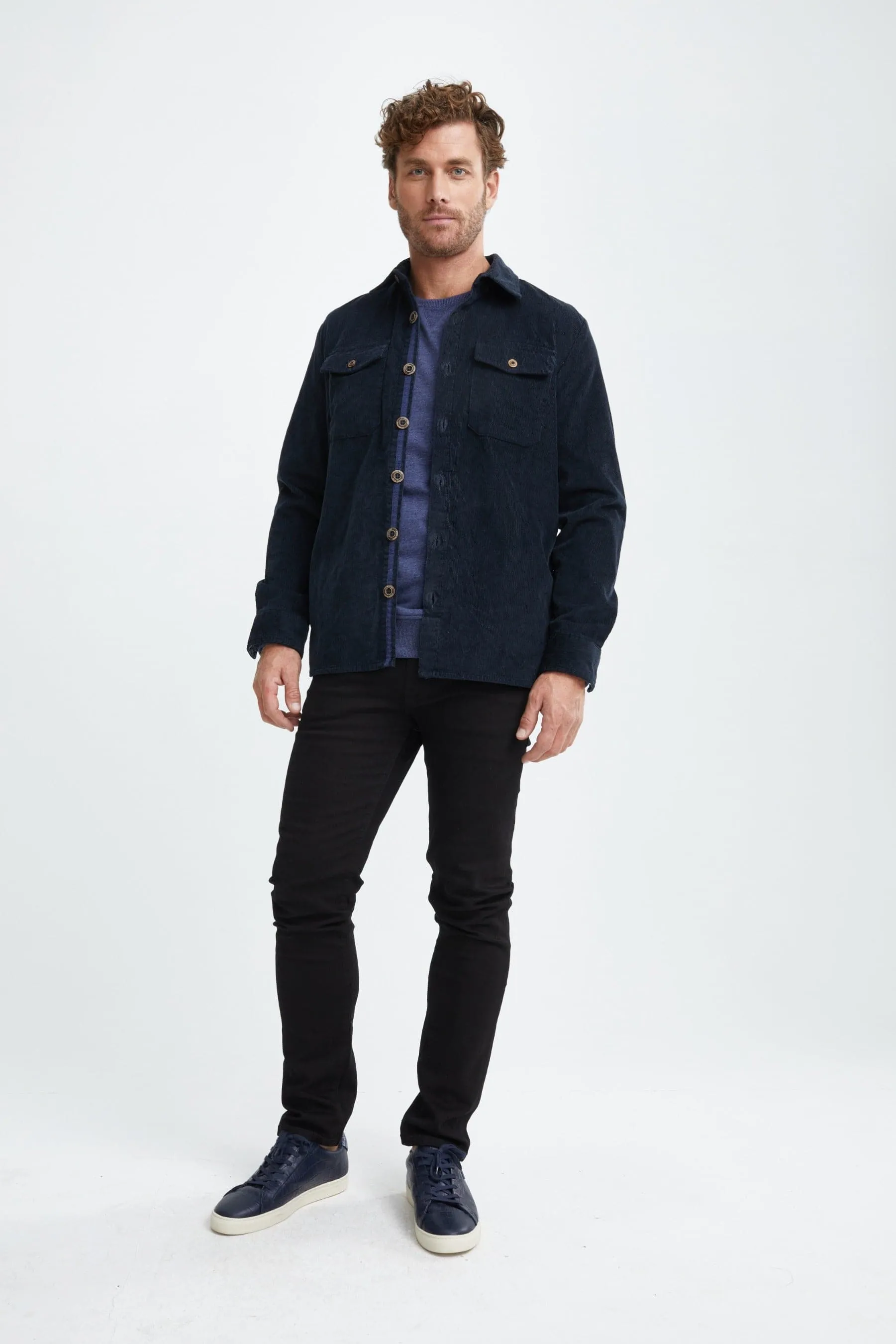 Denim Blue Brushed Corduroy Overshirt