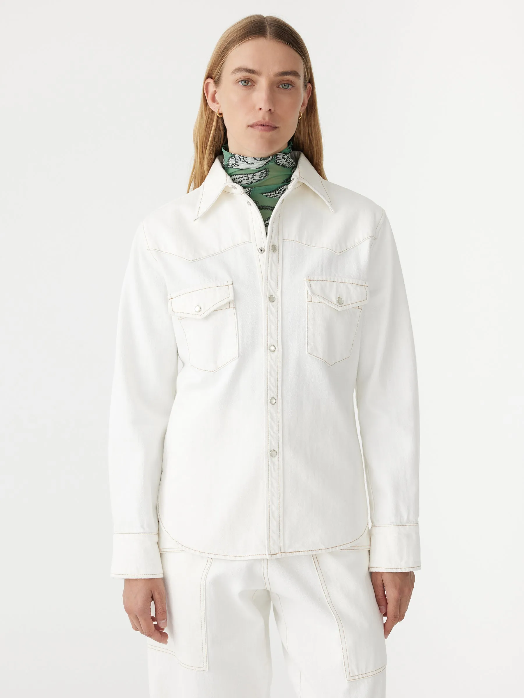 denim darted western shirt