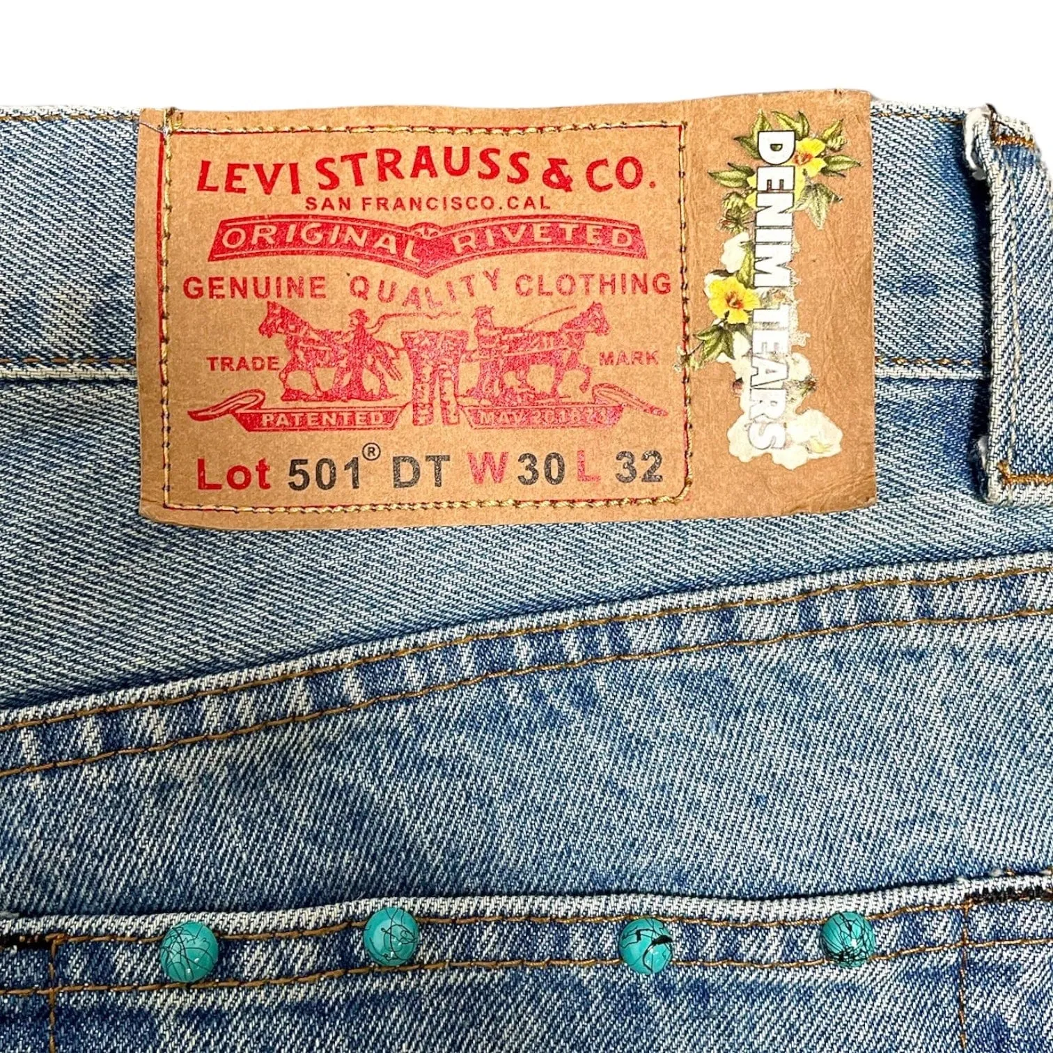 Denim Tears x Levi's 501 Cotton Rhinestone Wreath Jeans Indigo Pre-Owned