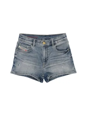 Diesel Kids   Stonewashed denim cotton blend shorts 