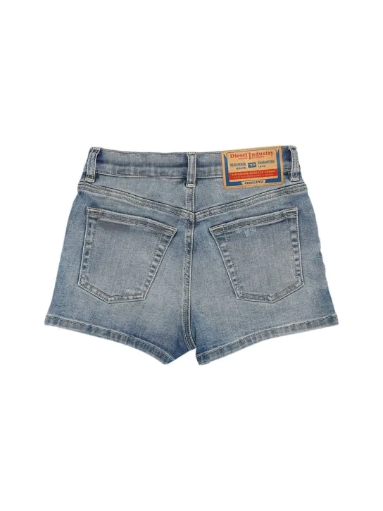 Diesel Kids   Stonewashed denim cotton blend shorts 