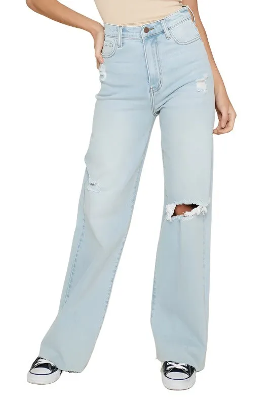 Distressed Wide Leg Jeans