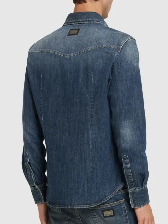 Dolce&amp;Gabbana   Washed stretch denim shirt 