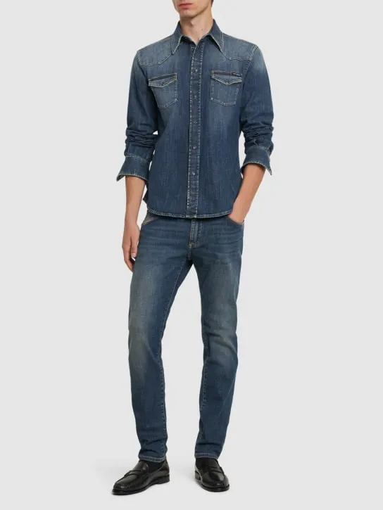 Dolce&amp;Gabbana   Washed stretch denim shirt 