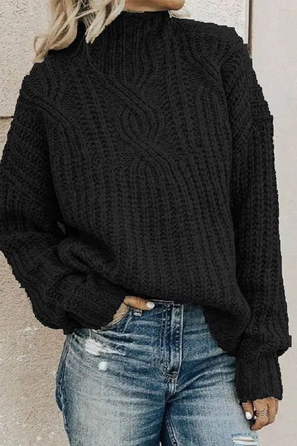 Dunnmall Fashion High Neck Knit Sweater