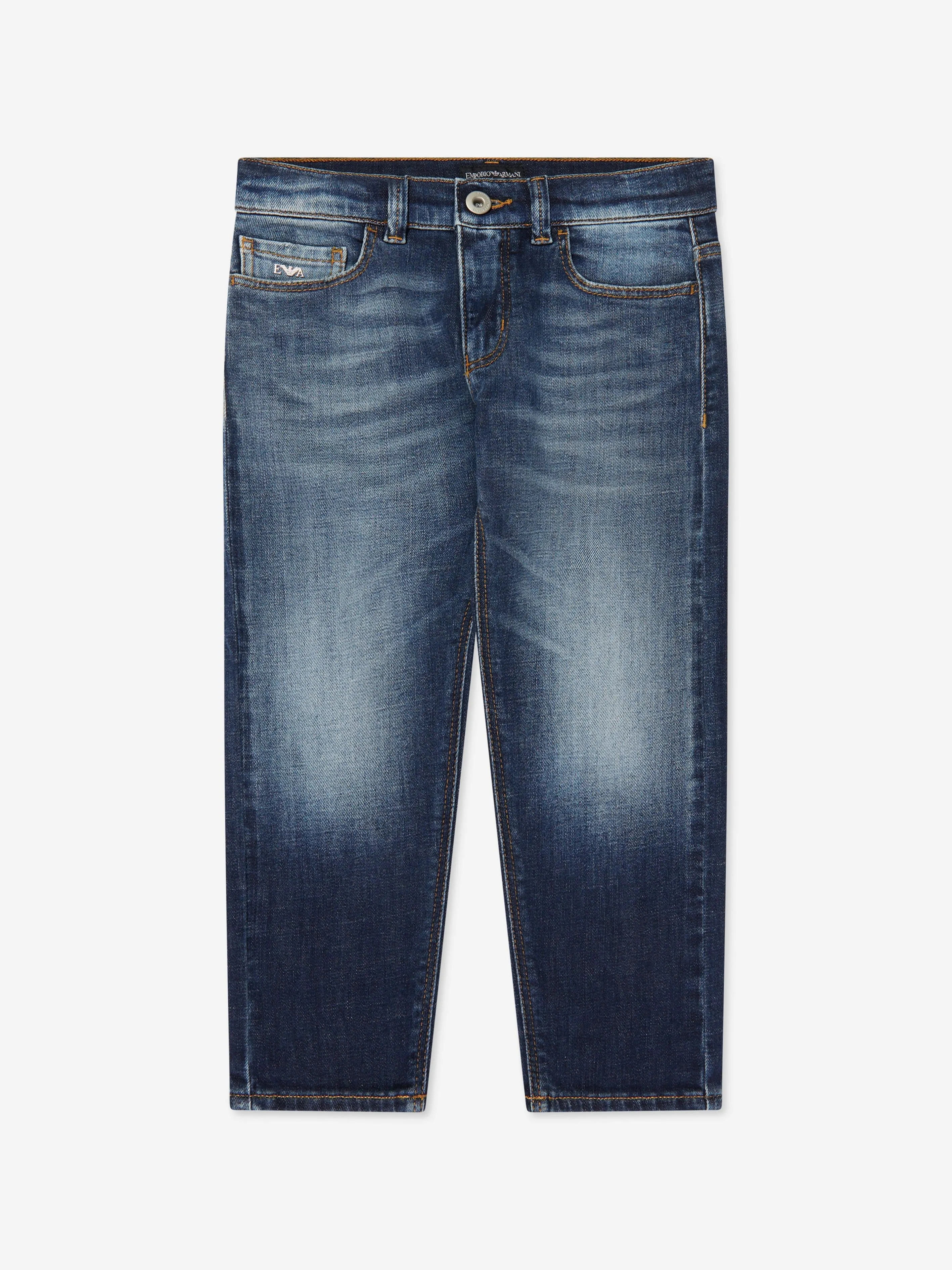 Emporio Armani Boys Dark Denim Jeans In Blue