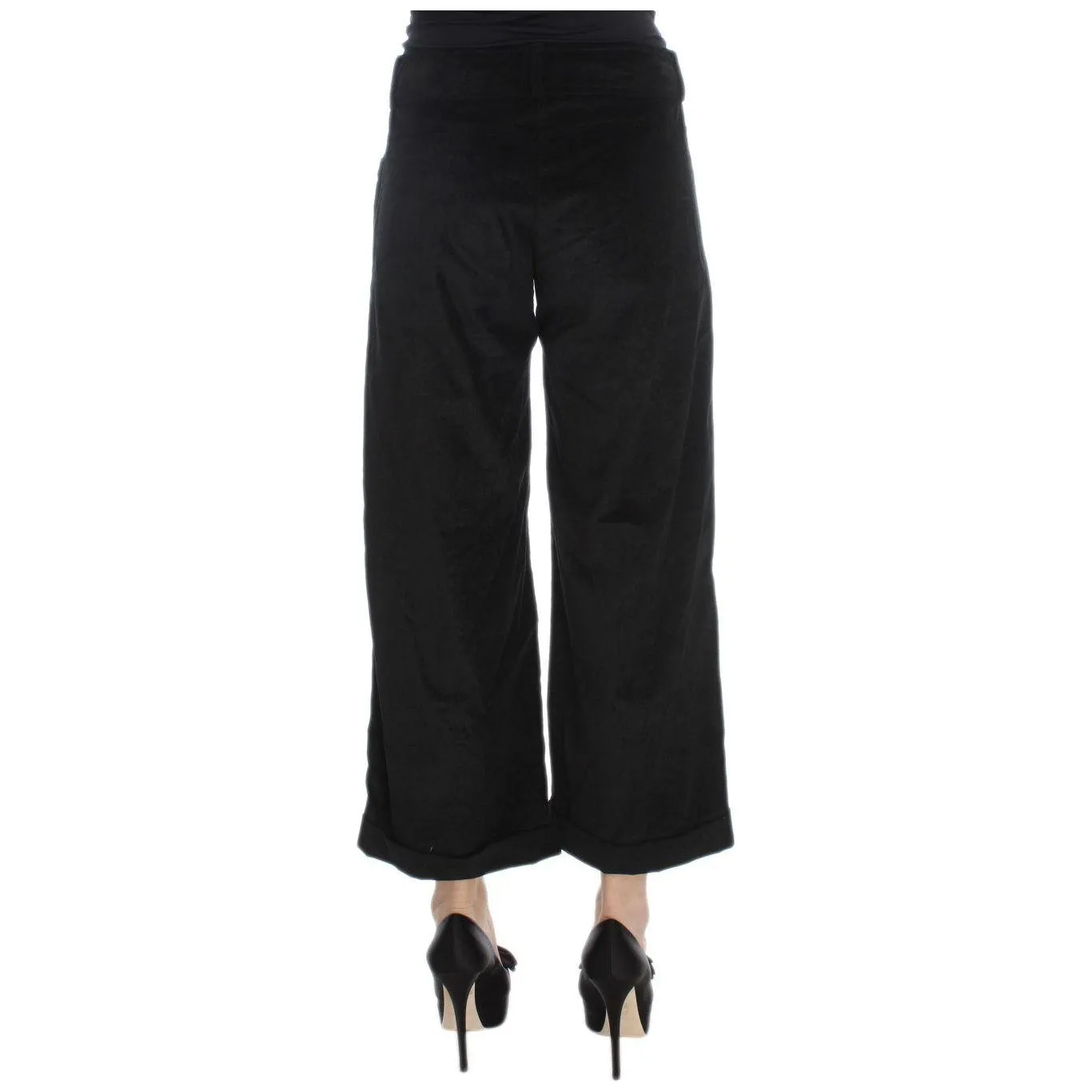 Ermanno Scervino Chic Black Wide Leg Cotton Jeans