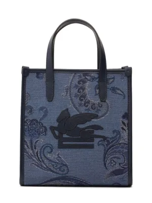 Etro   Small Love Trotter denim jacquard bag 