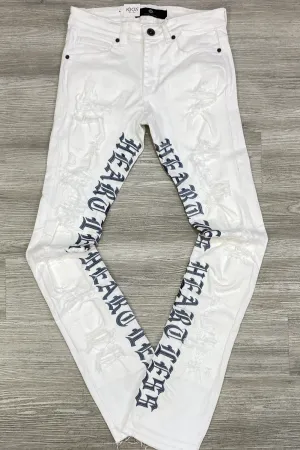 Focus - heartless stack denim jeans (white/grey)