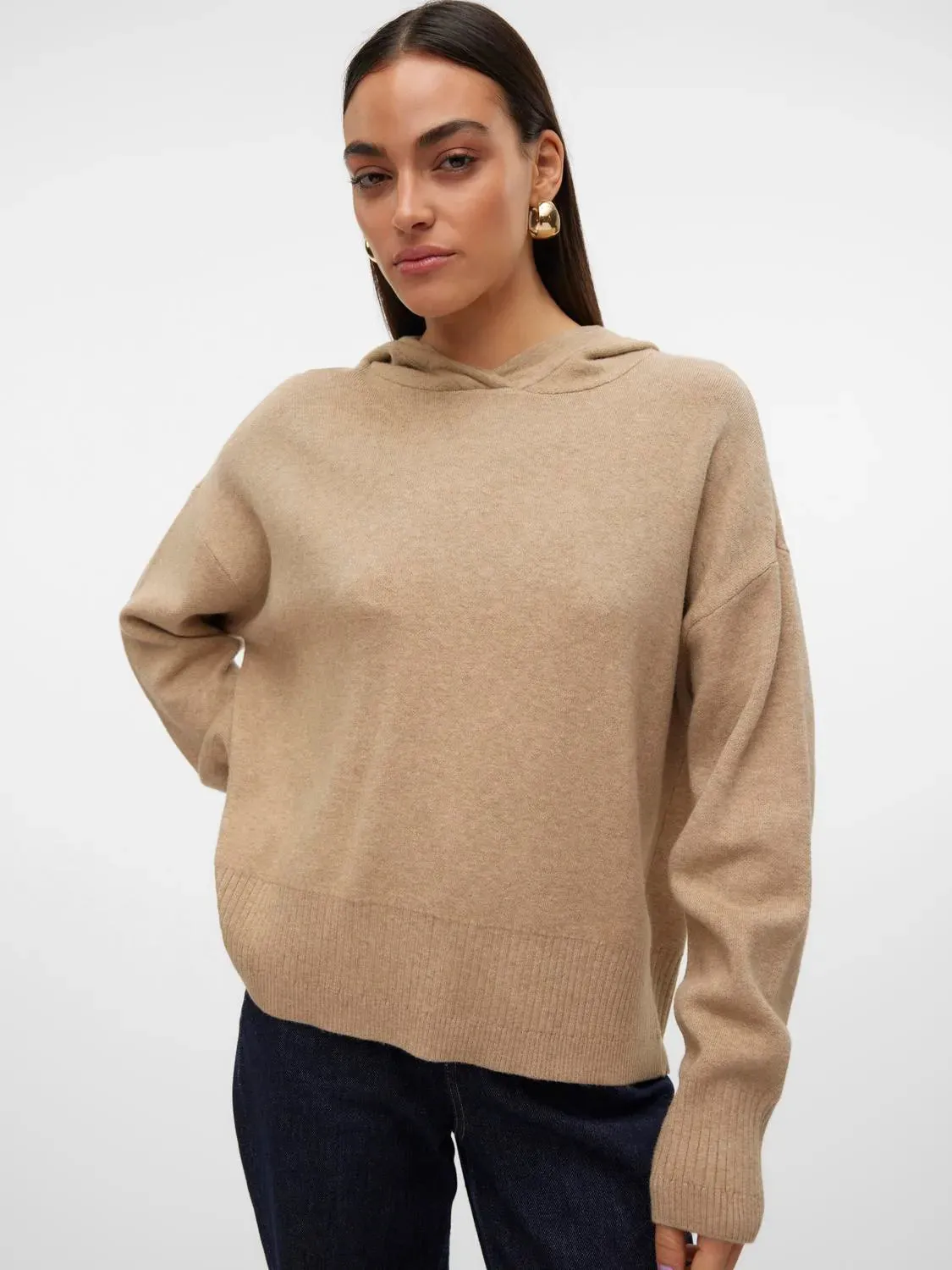 Gold Knit Hoodie - Tan