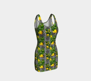 Greek Key Citrus Bodycon Dress