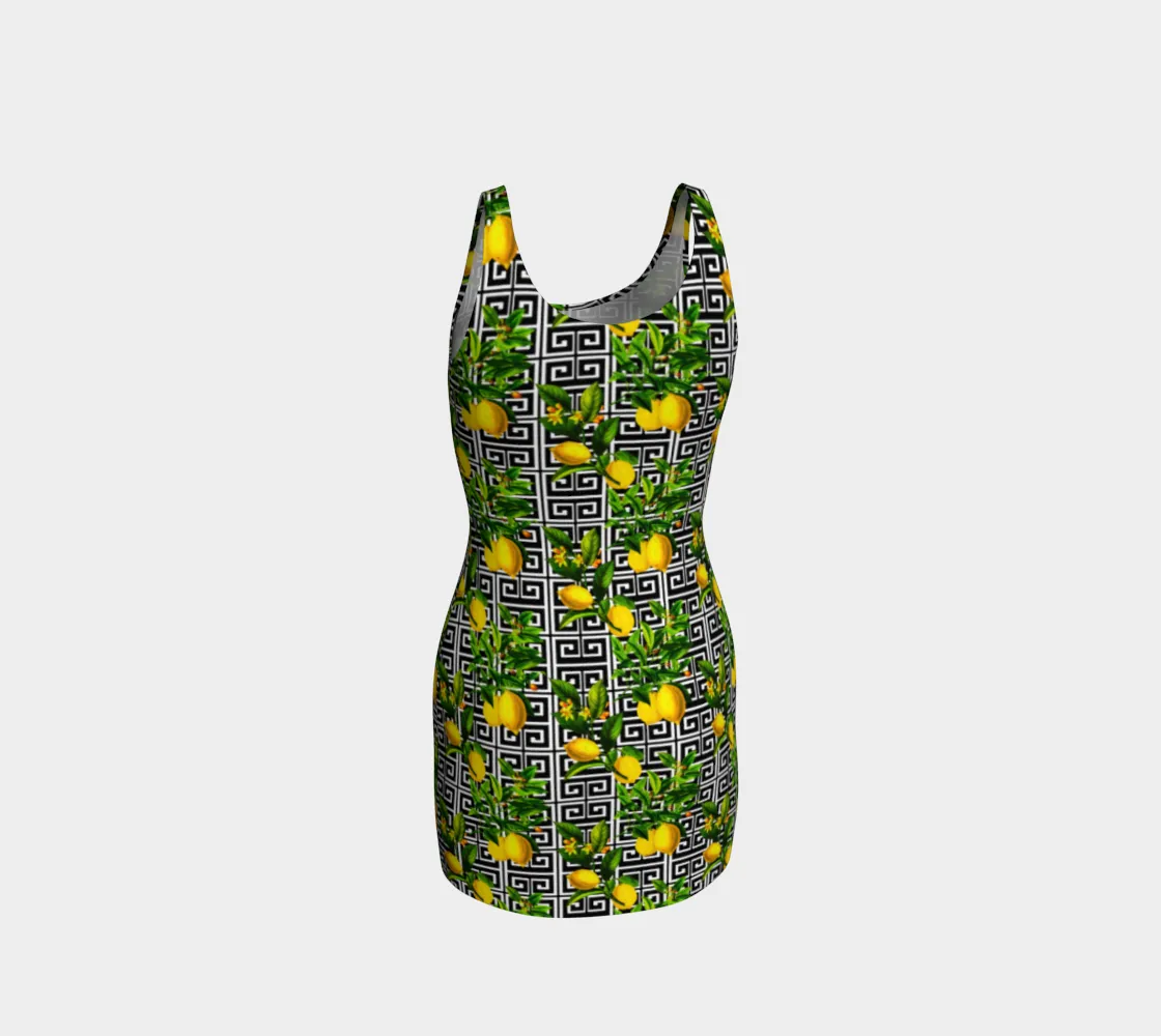 Greek Key Citrus Bodycon Dress