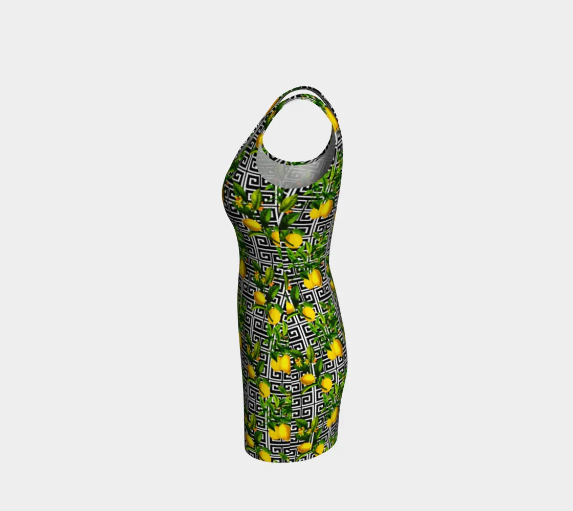 Greek Key Citrus Bodycon Dress